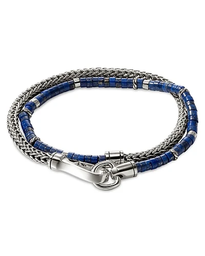 Sterling Silver Heishi Lapis Lazuli Beaded Double Wrap Bracelet