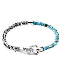John Hardy Sterling Silver Heishi Treated Turquoise Beaded Flex Bracelet