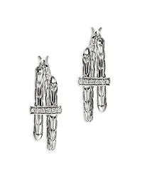 Sterling Silver Diamond Spear Small Hoop Earrings
