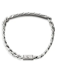 Men's Sterling Silver Carved Chain ID Plate Curb Link Bracelet