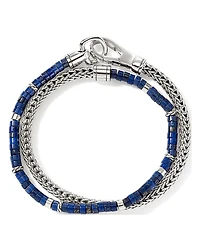 Sterling Silver Heishi Lapis Lazuli Beaded Double Wrap Bracelet