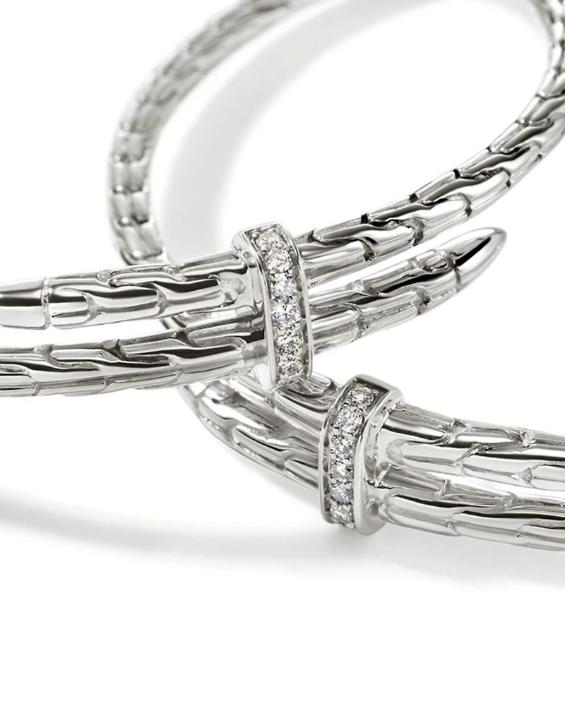 Sterling Silver Diamond Spear Hoop Earrings