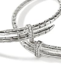 Sterling Silver Diamond Spear Hoop Earrings