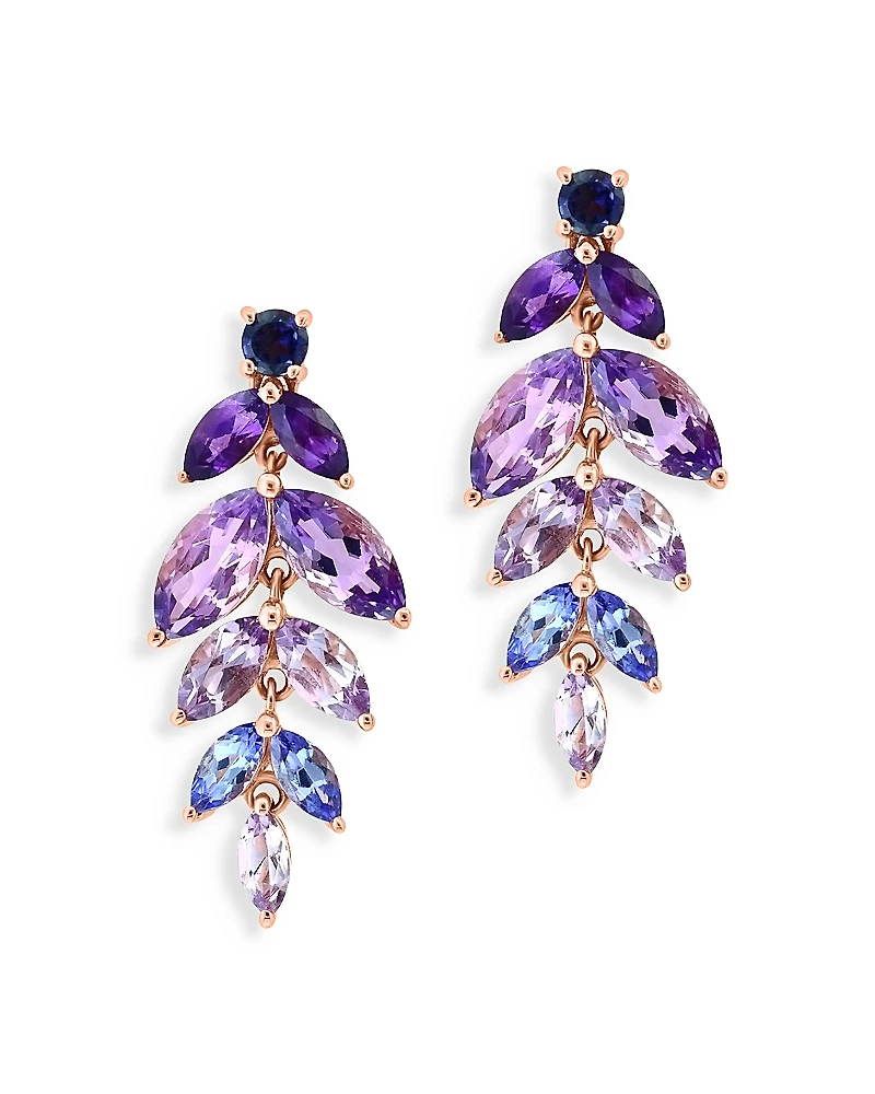 Bloomingdale's Fine Collection Multi Gemstone Leaf Drop Earrings