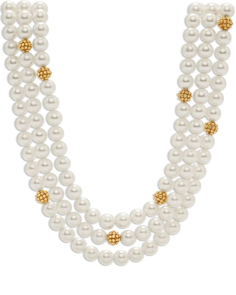 Berry & Bead Triple Strand Necklace, 18"