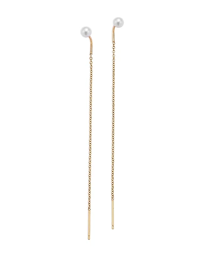Zoe Chicco 14K Yellow Gold Cultured Freshwater Pearl Long Chain Threader Earrings