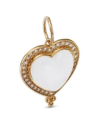14K Yellow Gold Moonstone and Diamond Cut Out Heart Charm