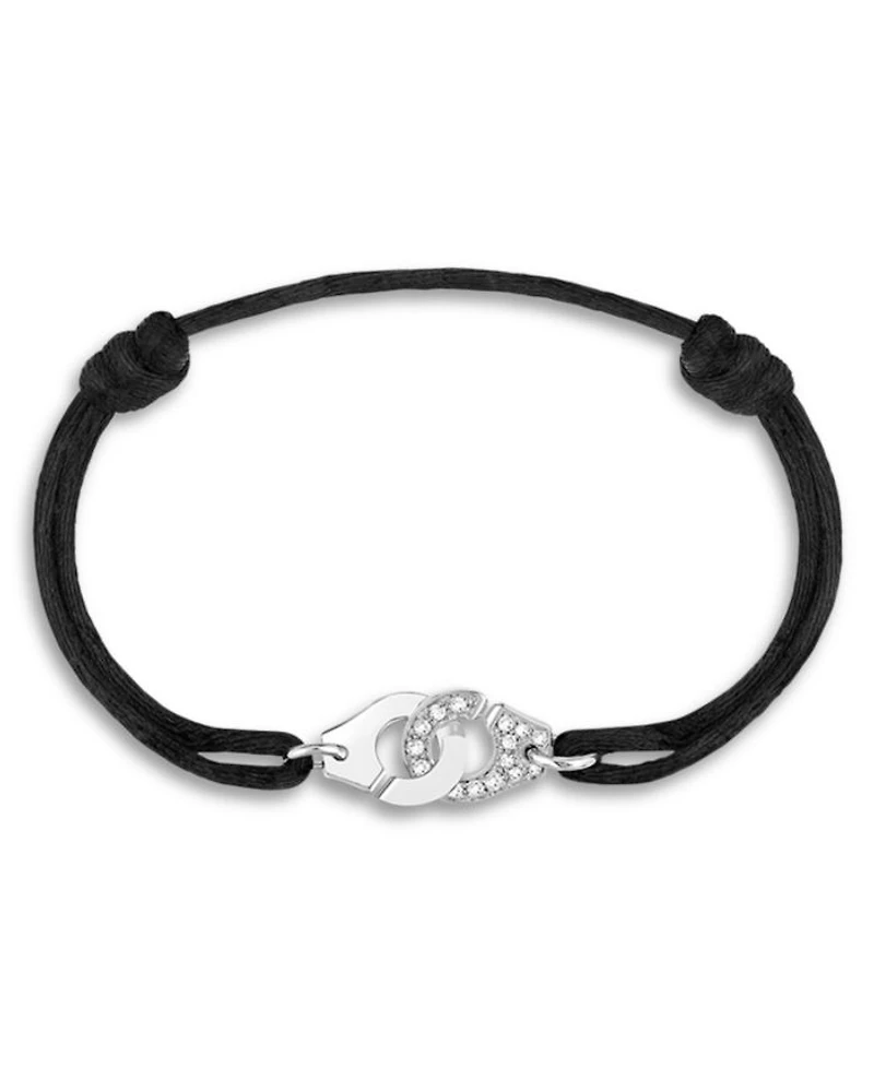 18K White Gold Menottes Diamond Black Cord Slider Bracelet
