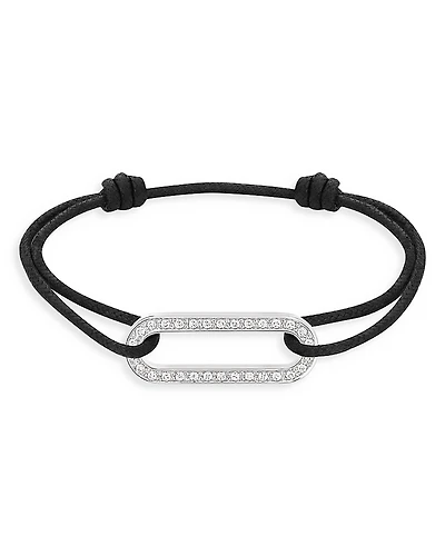 Dinh Van 18K White Gold Maillon Diamond Link Charm Adjustable Cord Bracelet