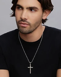 Men's Sterling Silver Anthem Caviar Bead Cross Pendant