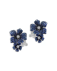 Bloomingdale's Fine Collection Blue Sapphire & Diamond Triple Flower Statement Earrings