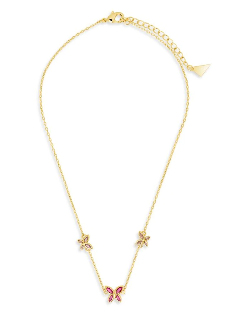 Caria Butterfly Necklace in 14K Gold Plated, 14"