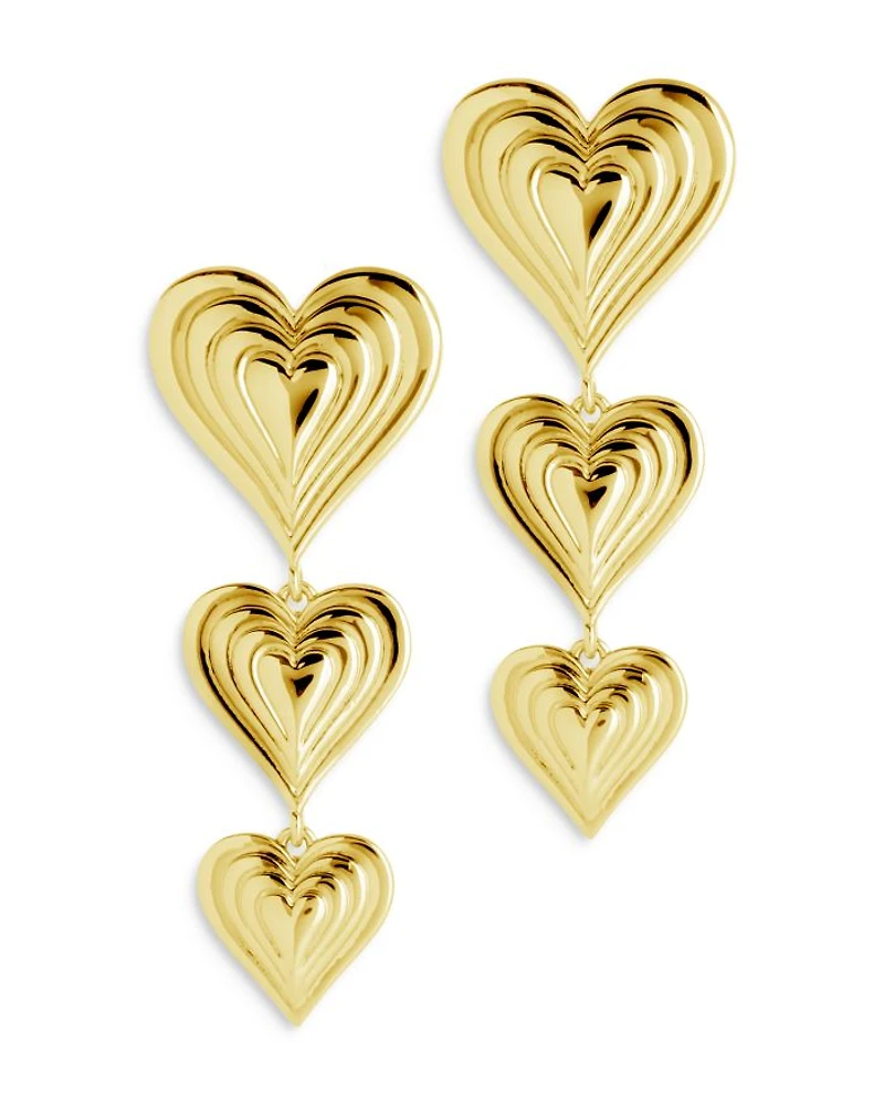 Beating Heart Drop Earrings in 14K Gold Plated