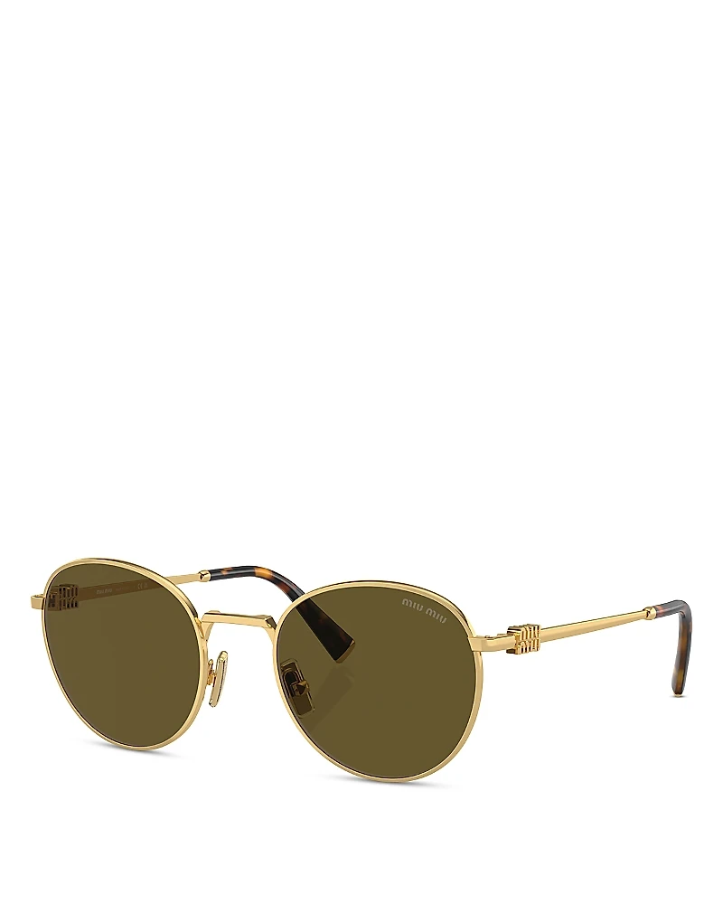 Miu Miu Regarde Metal Round Sunglasses, 50mm
