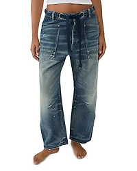 Free People We The Moxie Low Slung Pull On Barrel Jeans
