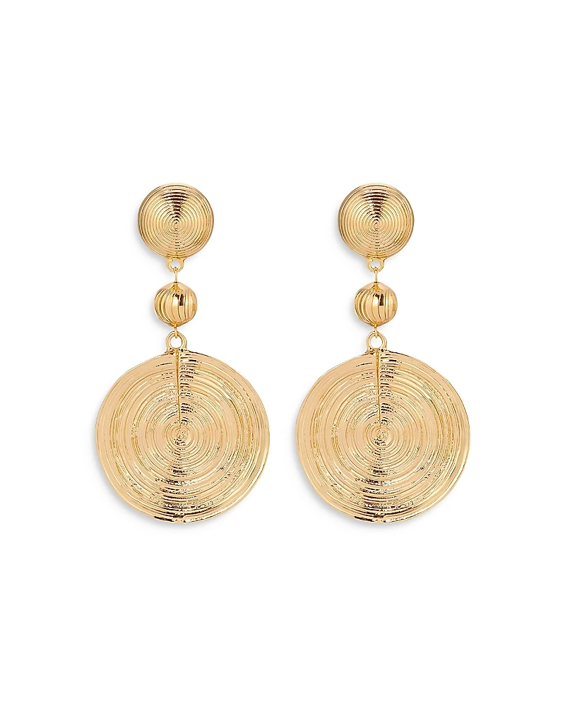 Ettika Textured Double Disc Drop Earrings