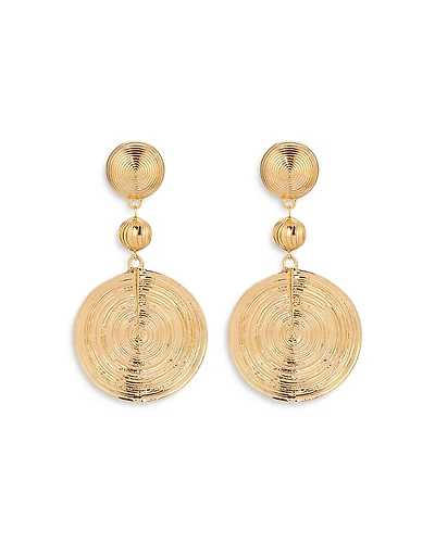 Ettika Textured Double Disc Drop Earrings