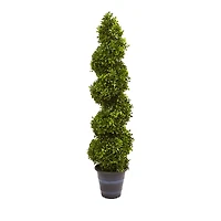 Nearly Natural Artificial Boxwood Spiral Topiary with Planter (Indoor/Outdoor)