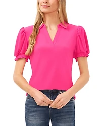 Collared Split Neck Top