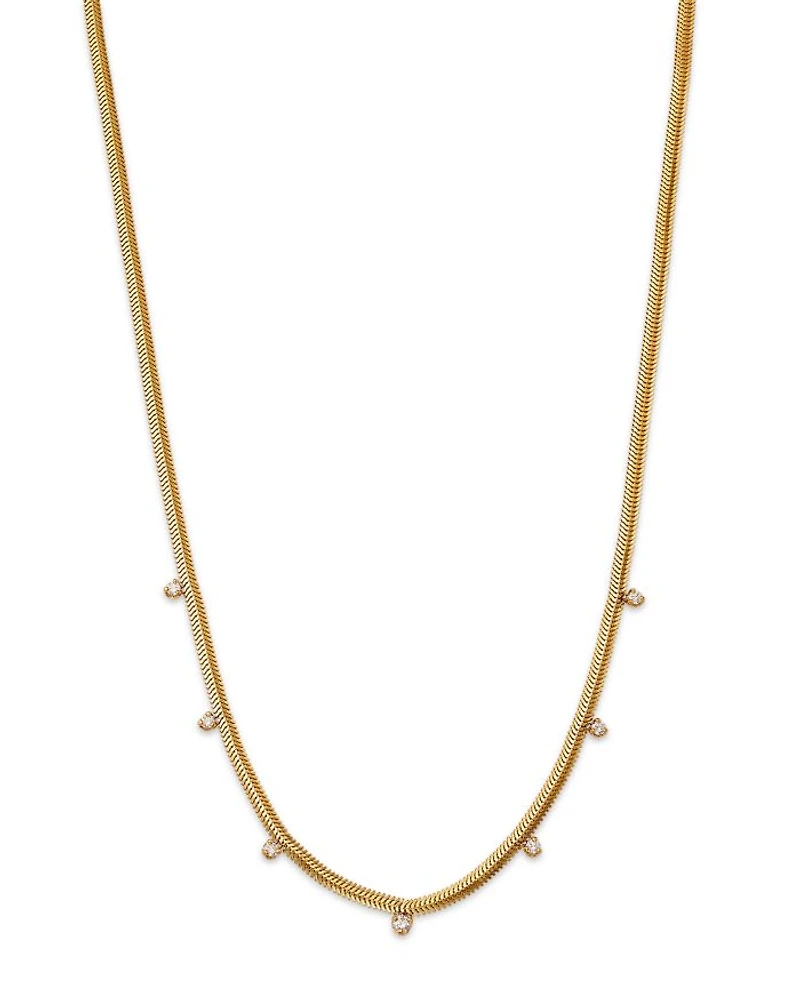 14k Yellow Gold Graduated Diamond Snake Chain Necklace, 16"