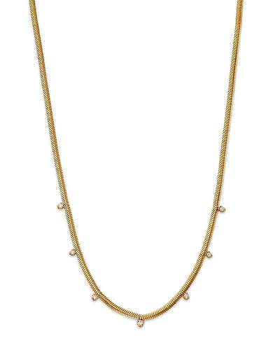 14k Yellow Gold Graduated Diamond Snake Chain Necklace, 16"