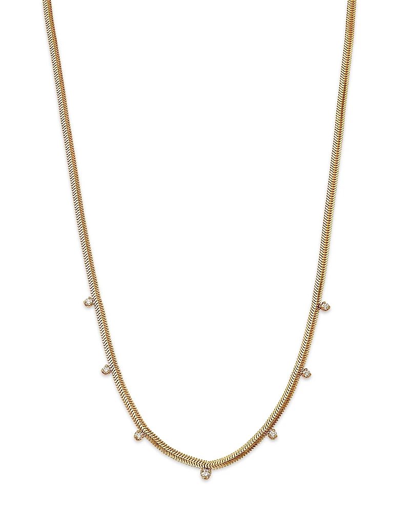 Zoe Chicco 14k Yellow Gold Graduated Diamond Snake Chain Necklace, 16
