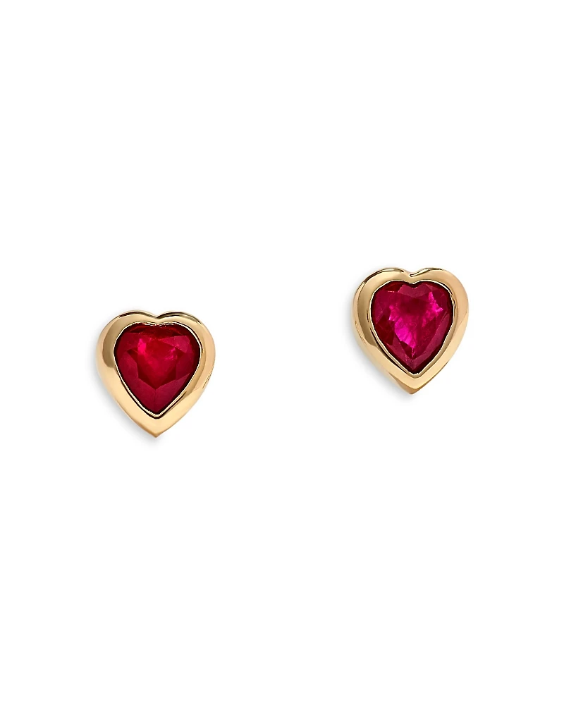 Bloomingdale's Fine Collection Ruby Heart Stud Earrings