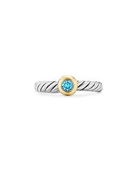 David Yurman Sterling Silver & 14K Yellow Gold Blue Topaz Petite Cable Flex Ring
