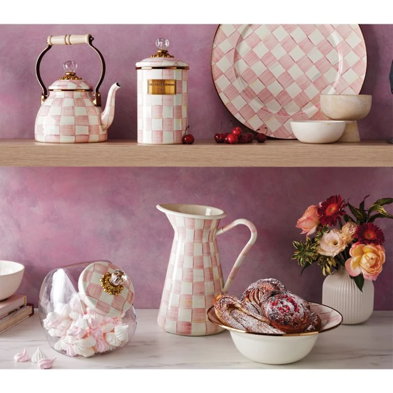 Rosy Check Enamel Serving Platter