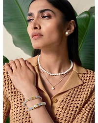 18K Yellow Gold & Sterling Silver Caviar Lux Diamond Interlocking Loop Bead Clip Bracelet - Exclusive