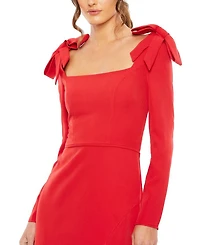 Empire Waist Long Sleeve Bow Shoulder Gown