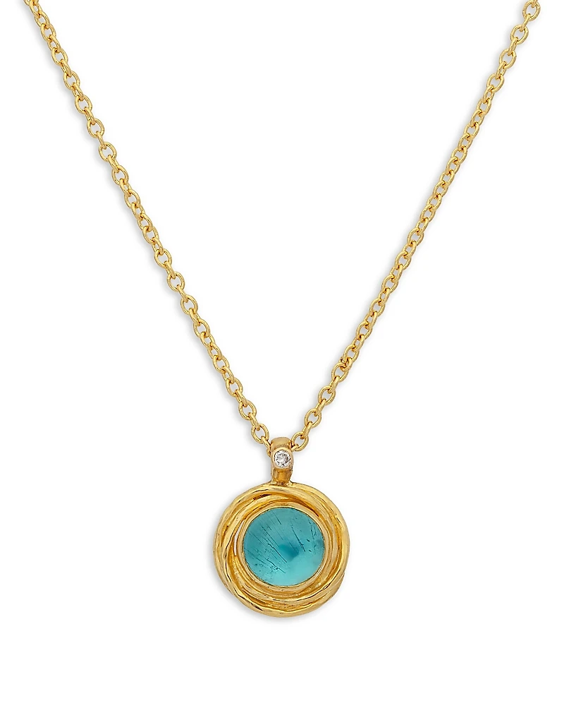 Gurhan 22K & 24K Yellow Gold Muse Apatite & Diamond Pendant Necklace, 16-18