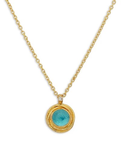 Gurhan 22K & 24K Yellow Gold Muse Apatite & Diamond Pendant Necklace, 16-18