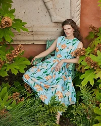 Printed Cotton A Line Dress