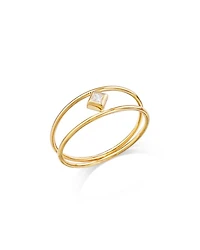 14K Yellow Gold Princess Diamonds Diamond Double Band Ring