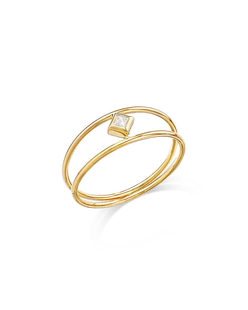 Zoe Chicco 14K Yellow Gold Princess Diamonds Diamond Double Band Ring