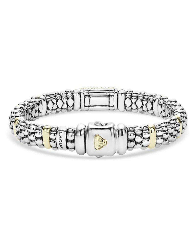 Lagos Caviar Oval Rope Bracelet with 18 Kt. Stations and Diamonds