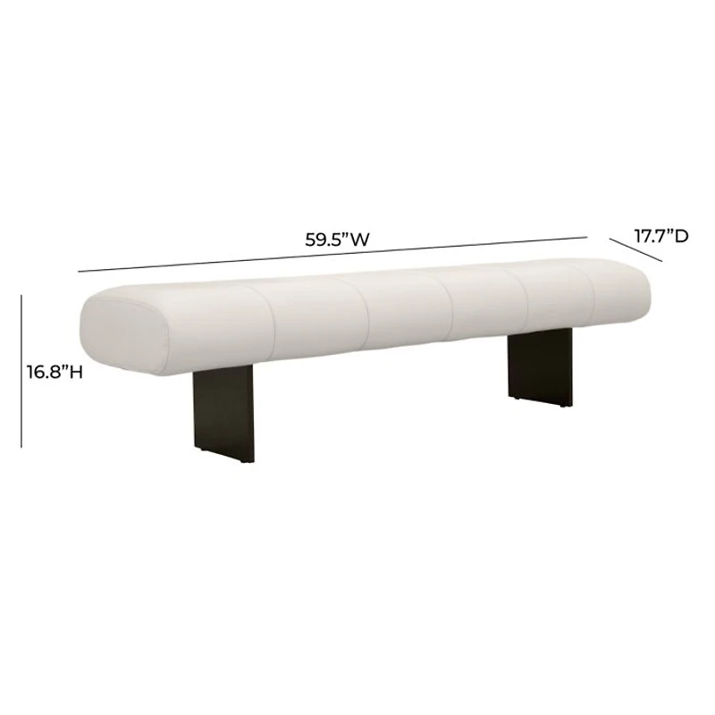 Karol Performance Vegan Leather Bench in Cream