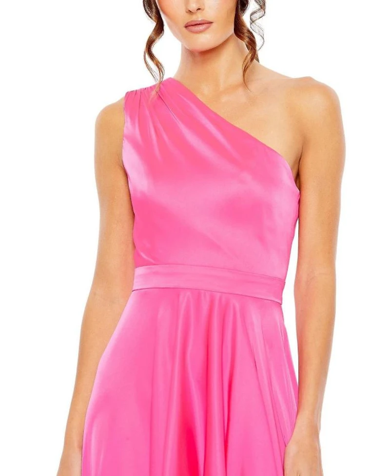 One Shoulder High Low A Line Gown