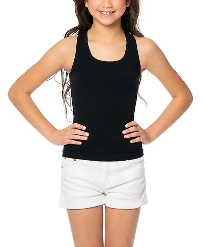 Malibu Sugar Girls' Ribbed Racer Back Tank Top