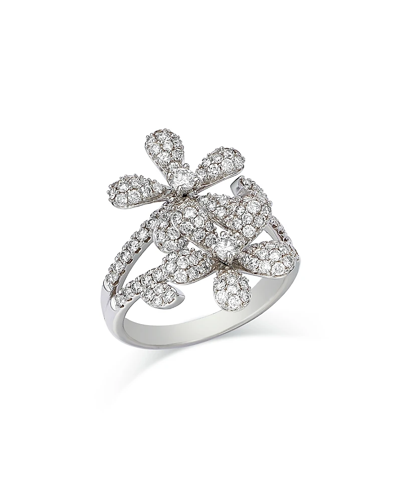 Bloomingdale's Fine Collection Diamond Pave Double Flower Ring