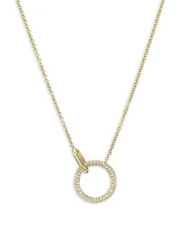 14K Yellow Gold Diamond & Polished Link Rings Pendant Necklace, 16-18"