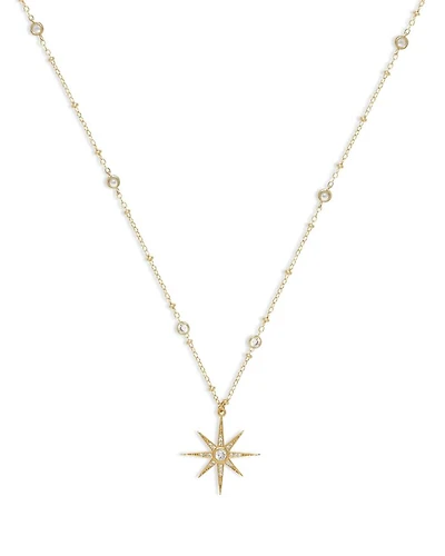 Cubic Zirconia Starburst Pendant Necklace, 21.5"-26.5"