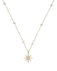 Cubic Zirconia Starburst Pendant Necklace, 21.5"-26.5"