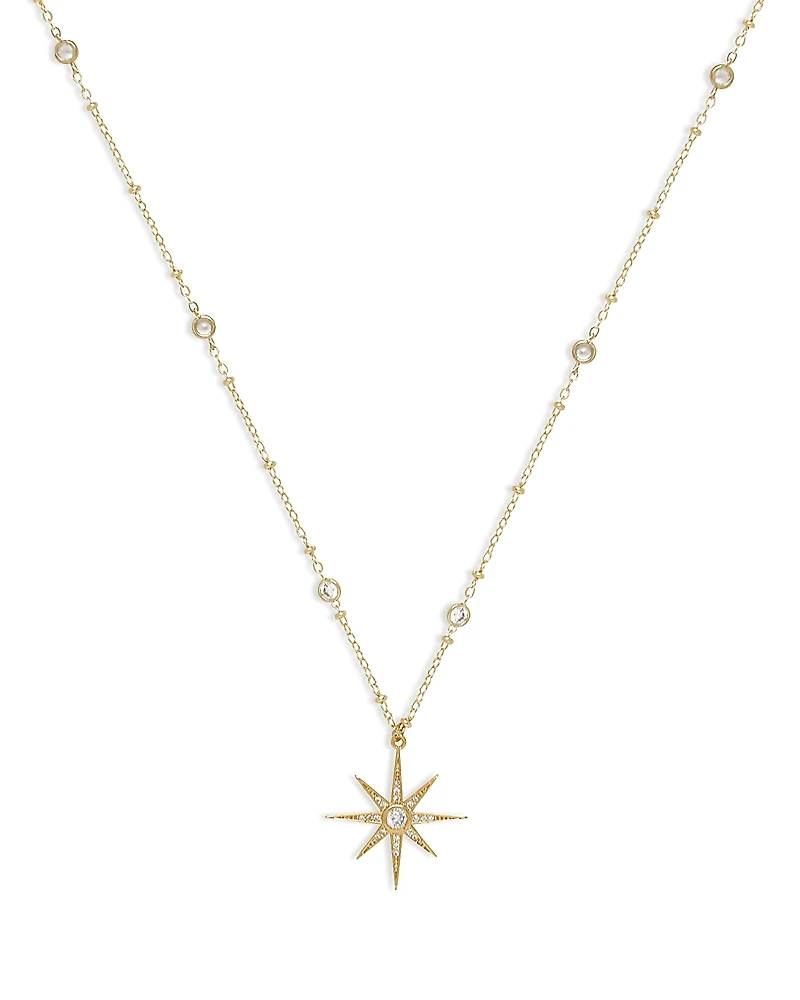 Ettika Cubic Zirconia Starburst Pendant Necklace, 21.5-26.5