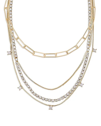 Cubic Zirconia Chain Necklaces, 14"/15"-19"/20", Set of 4