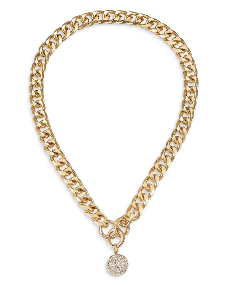 Crystal Disc Charm Chain Necklace, 18"