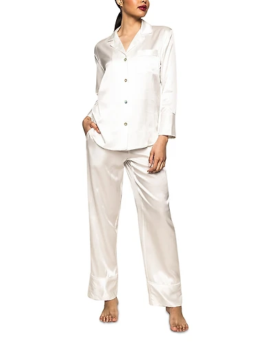 Petite Plume White Silk Pajama Set