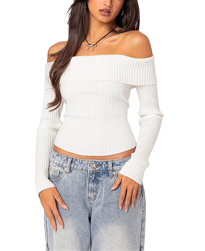 Edikted Lauren Knit Fold Over Top