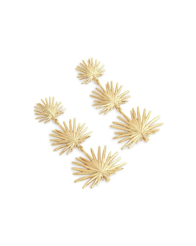 Pavé Fan Palm Triple Drop Earrings